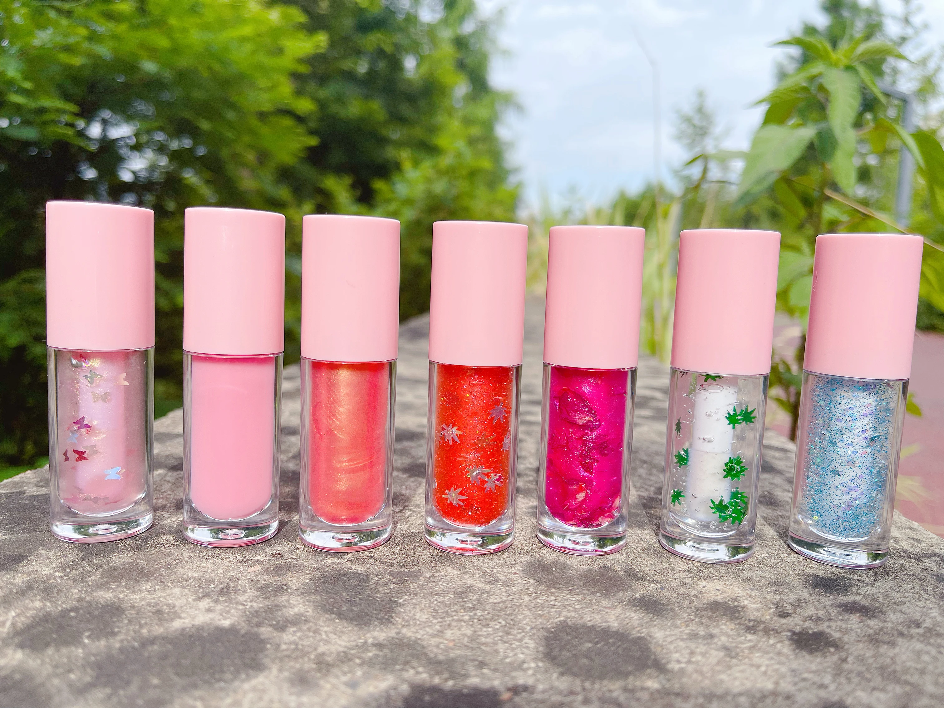 Makeup Cosmetics Lipgloss Base Wholesale Private Label Nude Shiny Glitter Glosses Vegan  Liquid Pink Lipstick Lip Gloss