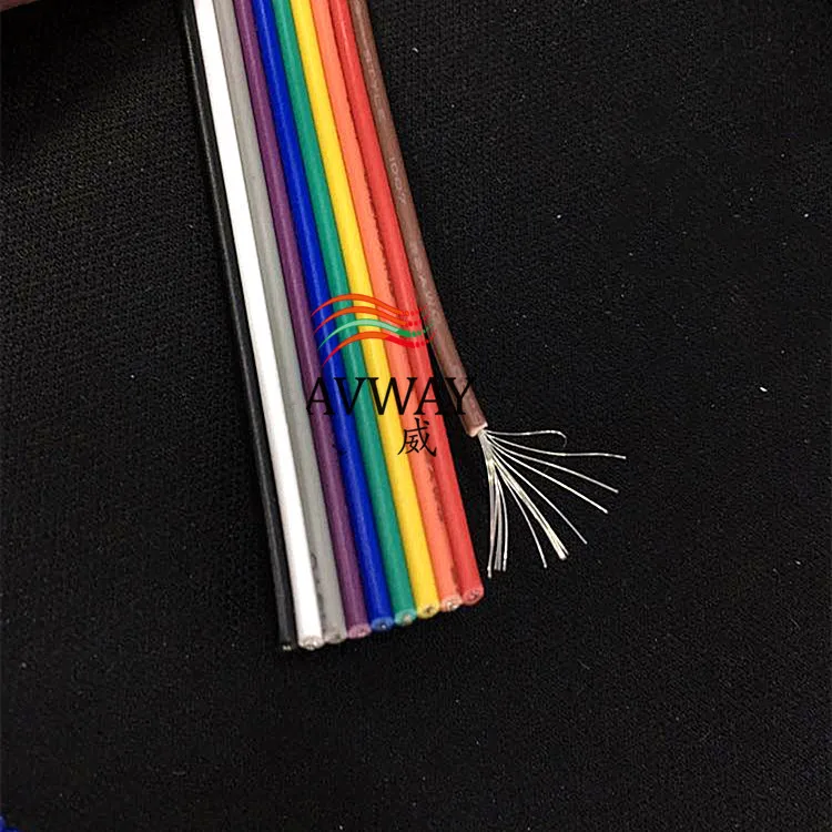 5M 22AWG 10P Flat Color Rainbow Ribbon Cable LED WIRE HARNESS 0.3 Square Wiring Harness 1.6mm Colours Paralled Yarn For PCB DIY