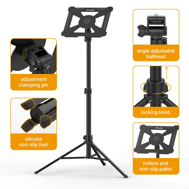 Vijim LT-01 suporte multifuncional portátil projetor estande folha de música com 360 ° al liga ajustável maxload 3kg bandeja