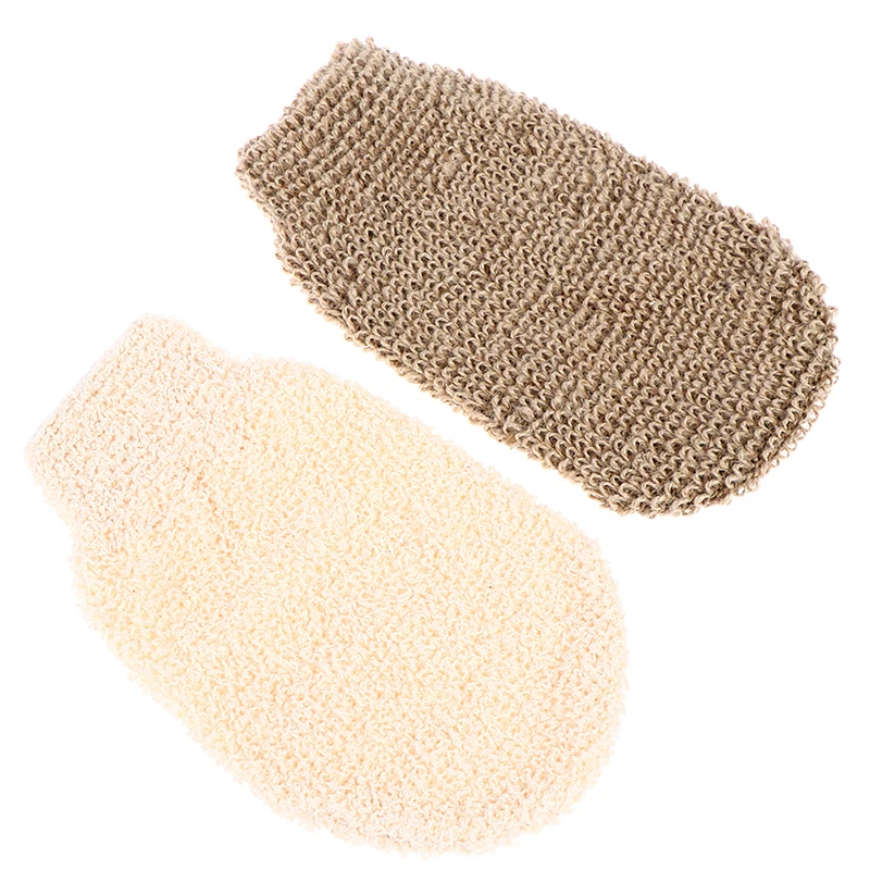 1/2Pcs Exfoliating Hemp Glove Mitt Mitten Bath Sponge Scrubber Remove Dead Skin Deep Clean & Invigorate Your Skin Double Side