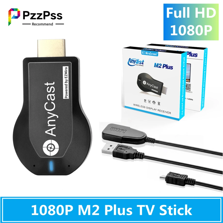 PzzPss 1080P M2 플러스 HDMI TV 스틱 와이파이 디스플레이 TV 동글 수신기, 애니캐스트 DLNA 공유 화면, IOS 안드로이드 미라캐스트 에어플레이용 