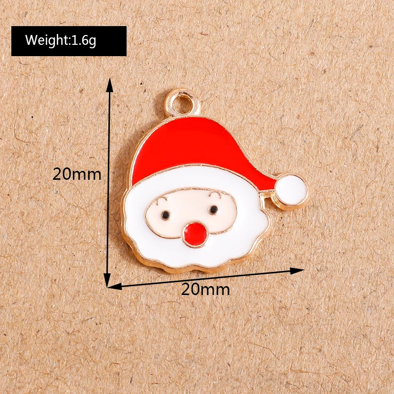 10 Stück Mix süße Emaille-Weihnachtsanhänger für die Schmuckherstellung, Weihnachtsbaum, Hirschglocke, Charms-Anhänger für Halsketten, Ohrringe, Geschenke – Detail 22