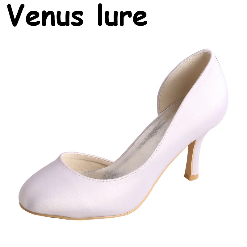 

D'orsay Womens Dress Shoes Wedding Round Toe Bridal Party Shoes White Satin