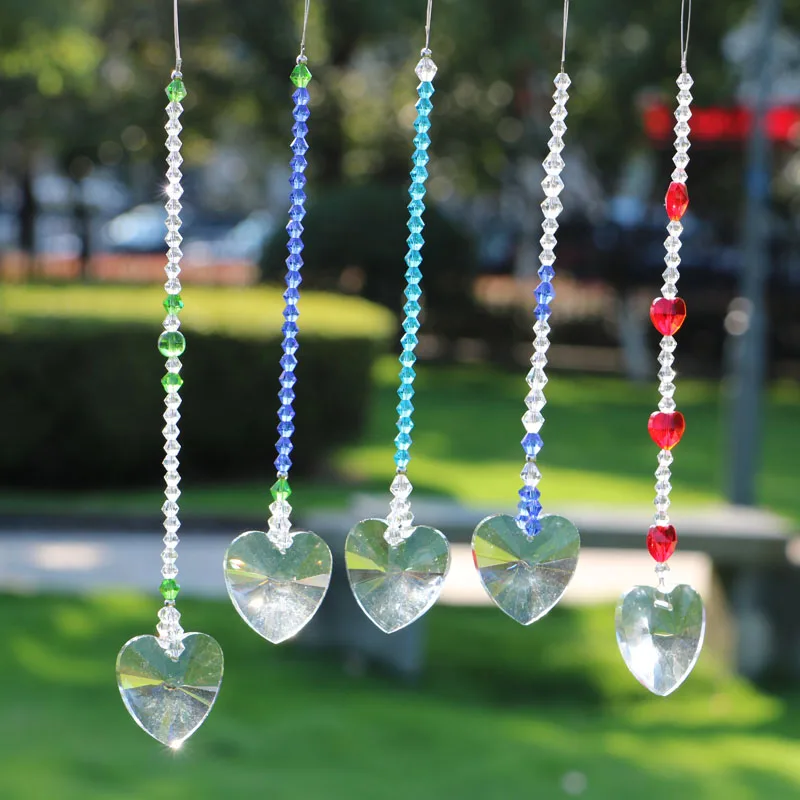 1PCS Hanging Crystal Faceted Love Heart Prisms Suncatcher Chandeliers Parts Prism Window Home Decoration