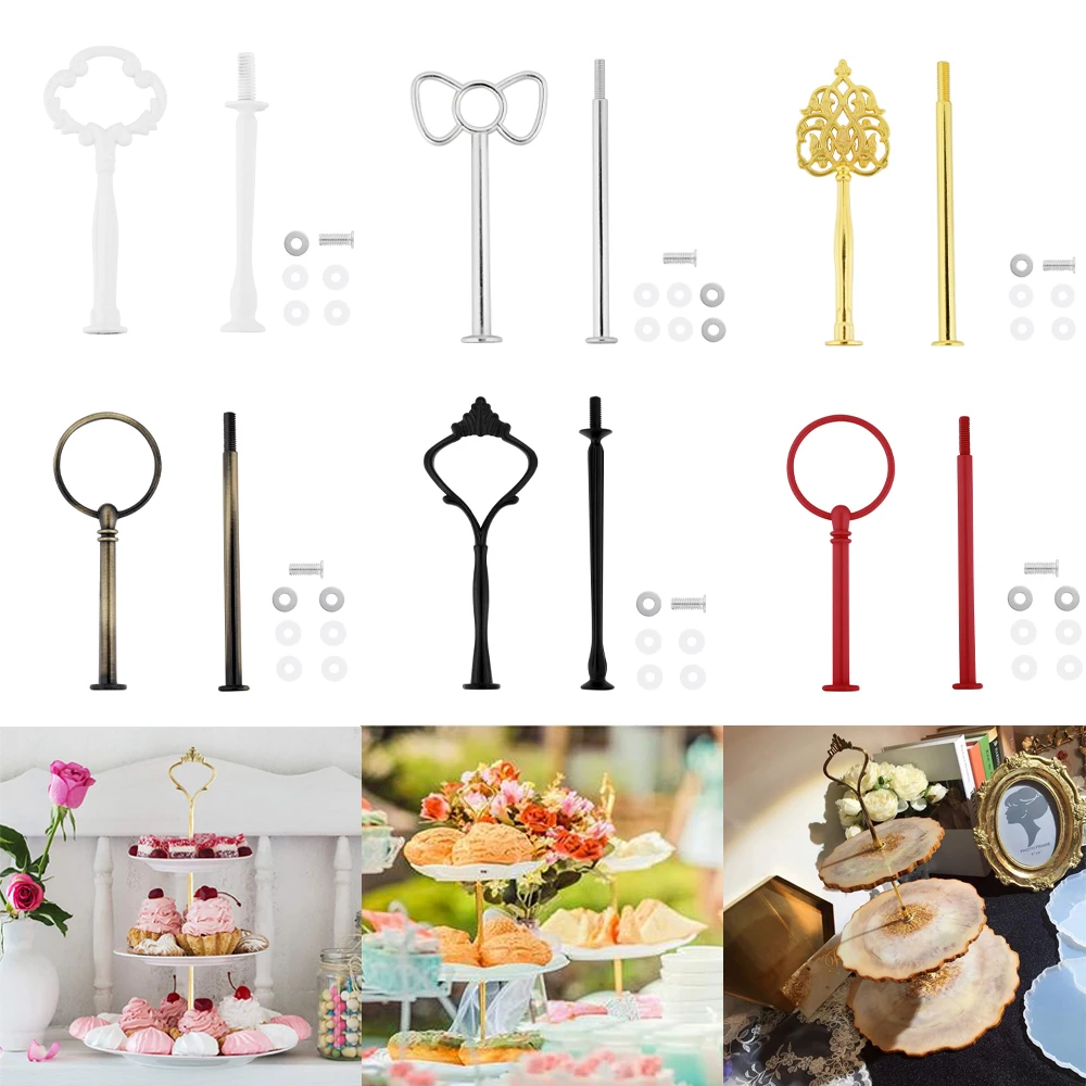 

2 Tier Cake Plate Stand Handle Hardware 13 Styles Fruit Holder Cupcake Dessert Serving Tray Fitting For Wedding Party Platter