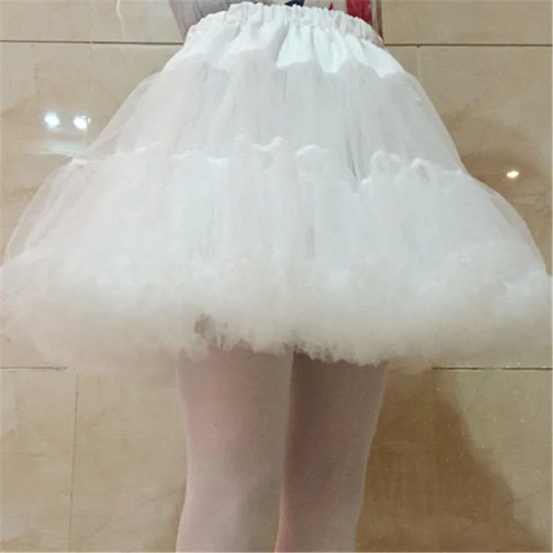 Frauen Mädchen Gekräuselte Kurze Petticoat Feste Weiße Farbe Flauschigen Blase Tutu Rock Puffy Halb Slip Prom Krinoline Unterrock Kein Hoop