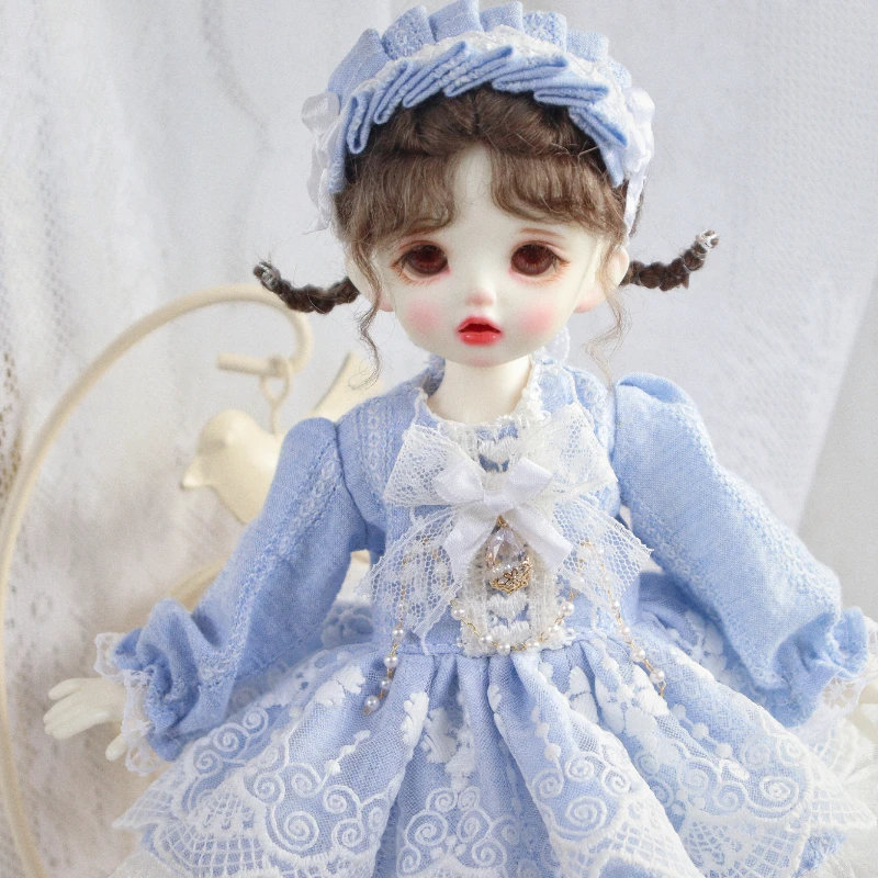 

Одежда для куклы BJD, подходит для размеров 1/3, 1/4, 1/6, синего цвета, милое стильное кружевное платье горничной, аксессуары для кукол