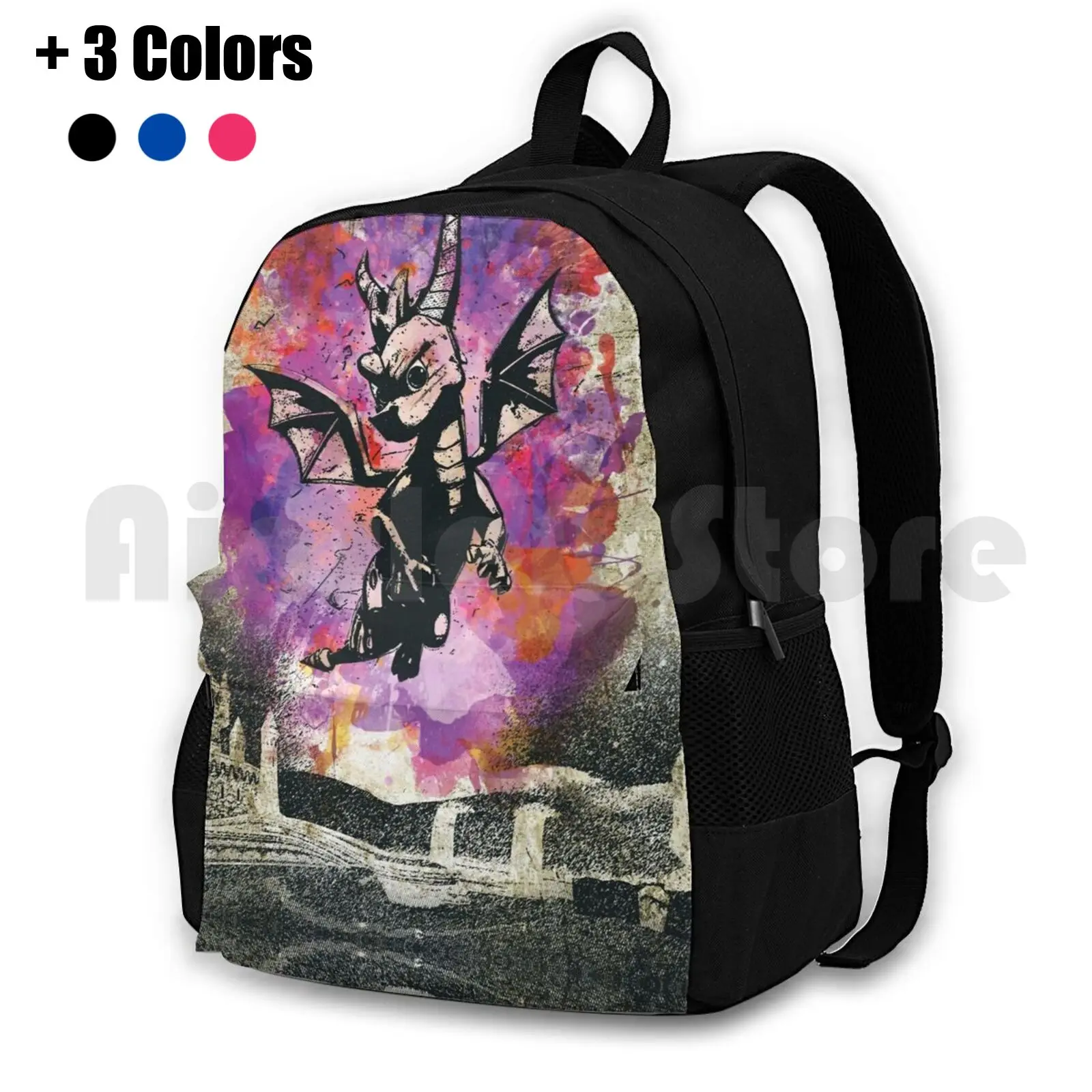 The Purple Dragon-Spyro Fanart Outdoor Hiking Backpack Riding Climbing Sports Bag Dragon Spyro Dragon Video Game Videogames