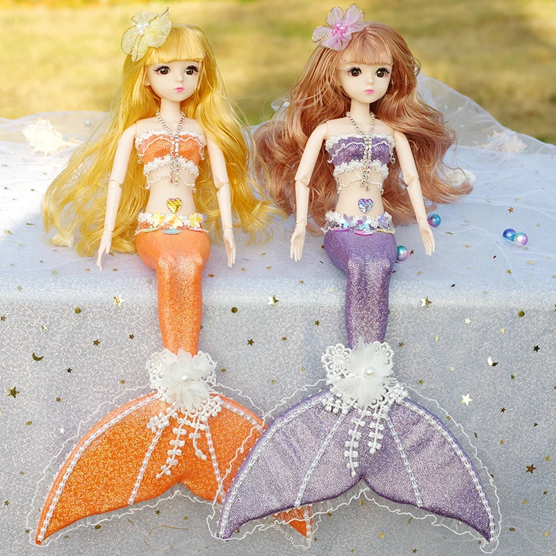 30CM Mermaid Costume Handmade Girl Dolls Girls Creative Cute Dolls Kids Play House Dolls Toys For Children Birthday Gifts LB775