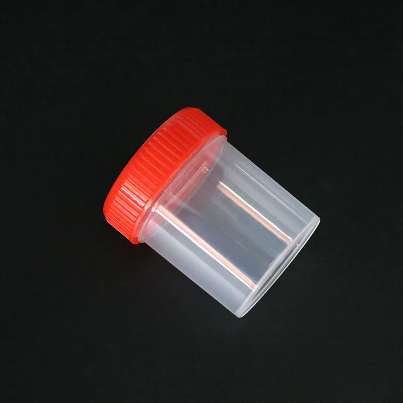 5 Bottles of Urine Container Sample Cup Stationery Experiment 40ml / 60ml Volume Molded Exhaust Ml and Oz PP EO Sterile Red Lid