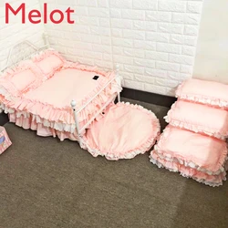 Sticky rice with the same ins sweet cute doll bed pet kennel removable dog iron bed princess bed photo