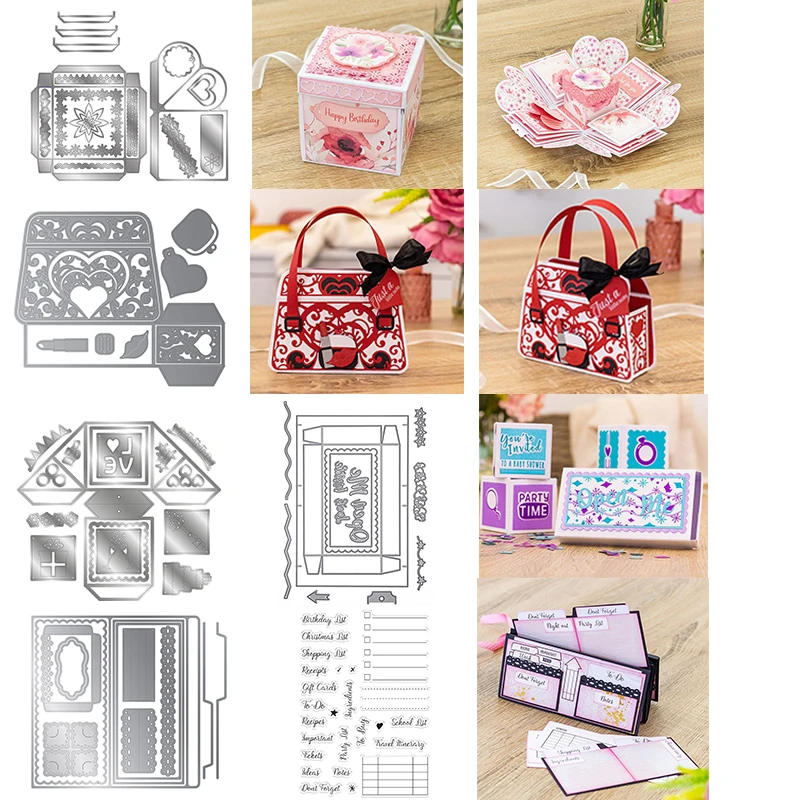 Pop-up Confetti Cube Confetti Box Ultimate Organiser Exploding Handbag Box Cutting Dies for DIY Scrapbooking Card Craft New 2021