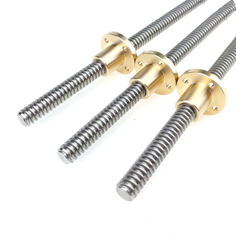 CNC 3D Printer 1PCS T16 Trapezoidal Rod Lead Screw Thread 16mm Lead 4/8mm With Brass Nut, L = 150MM-1000MM