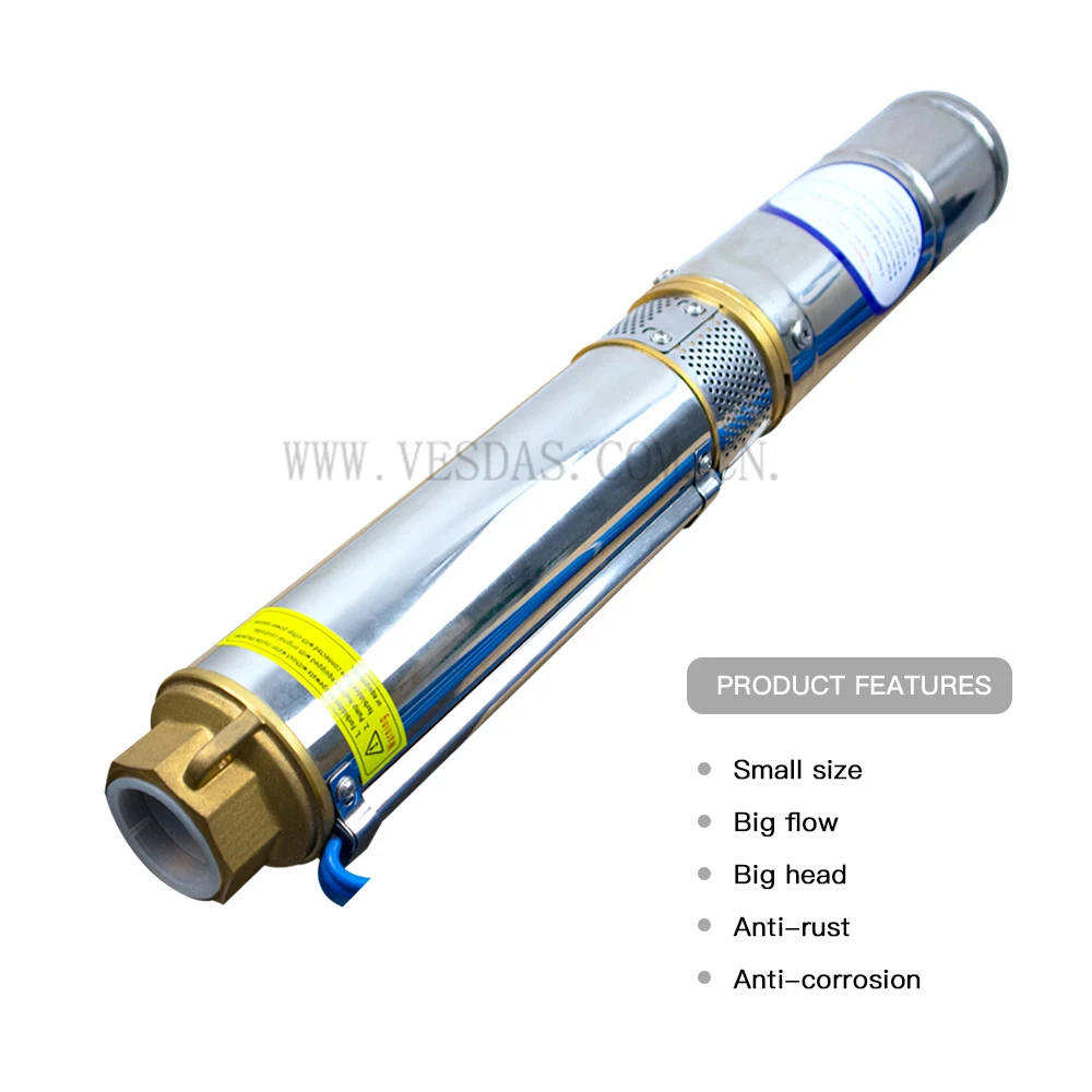 DC 48V 750W słoneczna pompa głębinowa bezszczotkowy 5 T/H przepływ 40M głowica silnik synchroniczny z magnesami trwałymi pompa ze stali nierdzewnej