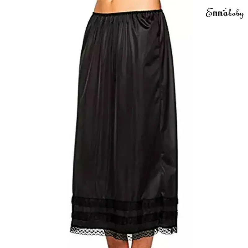 Womens Lace Underskirt Petticoat Under Dress Long Skirt Safety Skirt Oversize