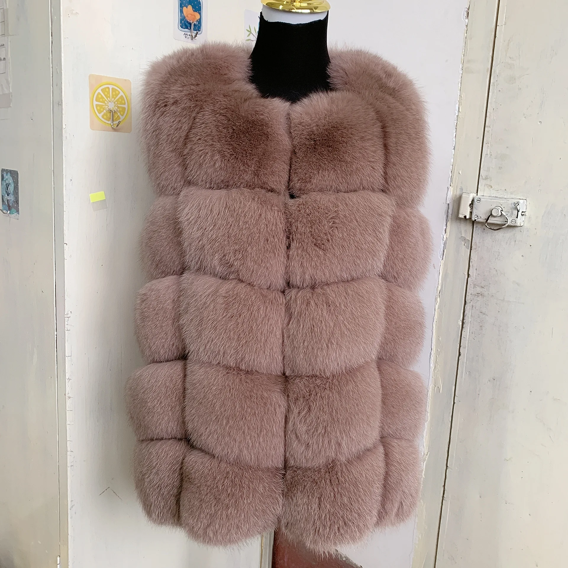 Natural fox fur vest high-quality fox fur jacket ladies autumn and winter warm real fur vest 100% real fox fur vest jacket