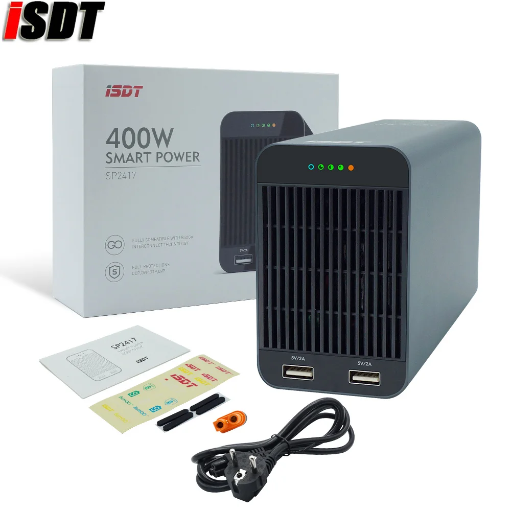 ISDT SP2417 400W / SP2425 600W / SP2433 800W RC Battery Charger Adapter High Power Switch Smart Control With LED USB Charging