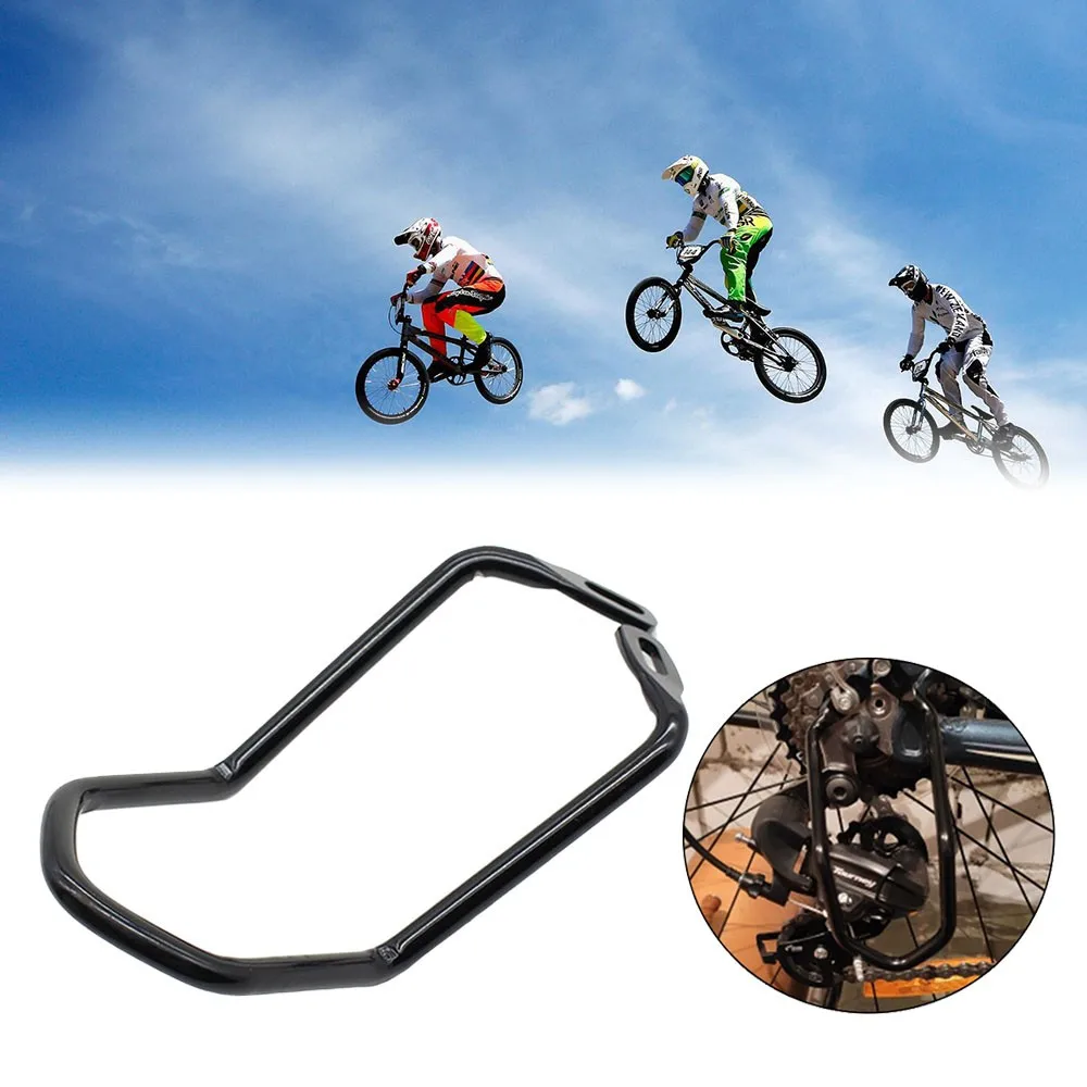 1pc Bicycle Rear Gear Derailleur Chain Guard Protector Road Bike Carbon Steel Double Wings Double Hole Arched Bracket