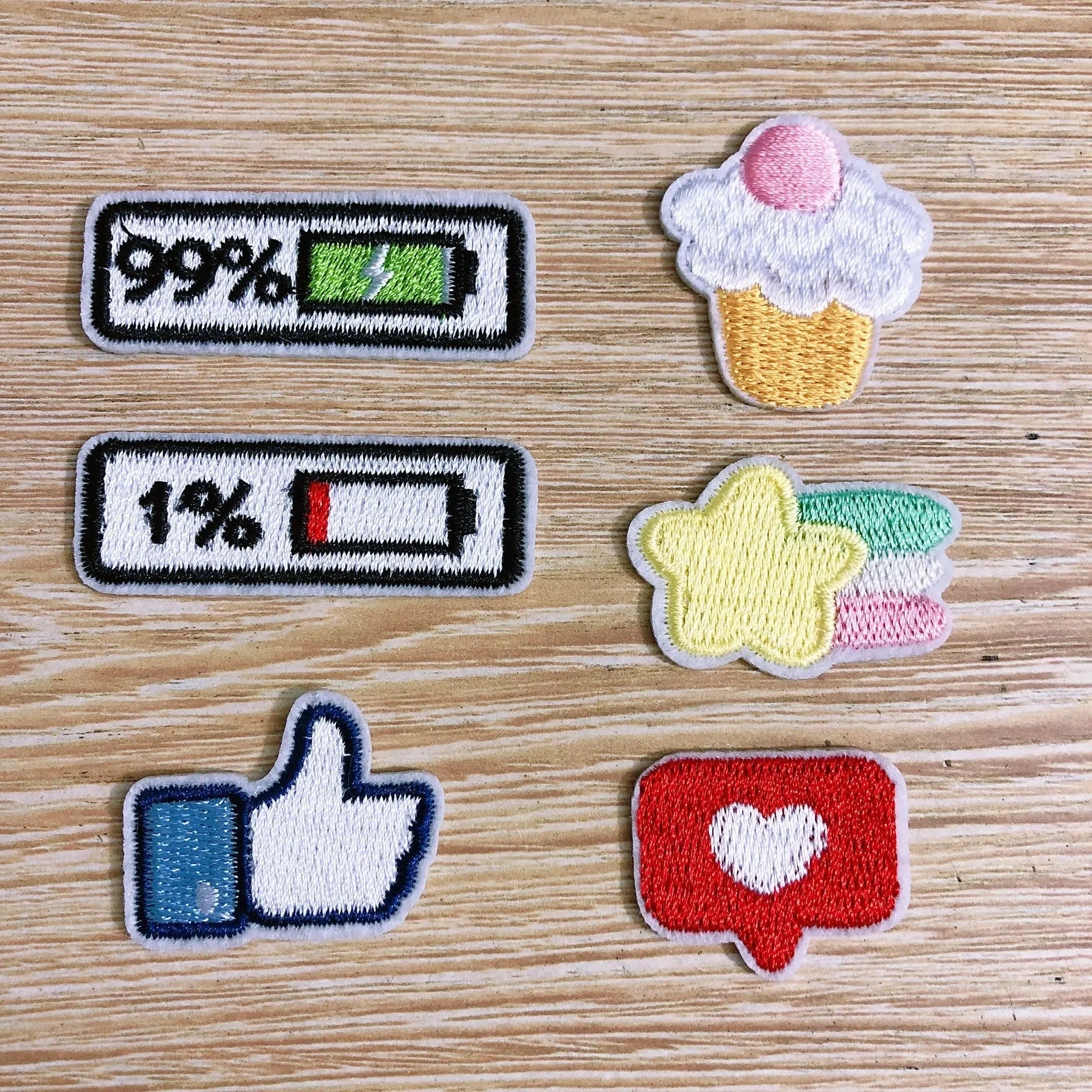 Cute battery power cake band-aid patch cartoon full embroidered children clothes patch decoration shoes and hats patching holes