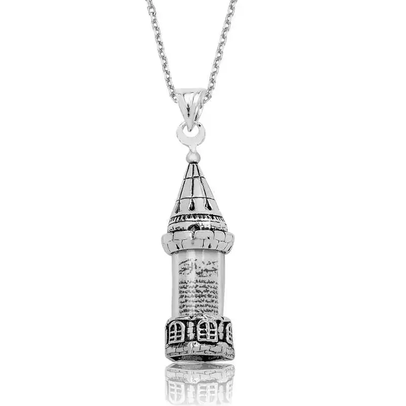 Silver Minarets Cevşen Lady Necklace 925 Sterling Women Fine Jewelry Wedding Party Birthday Gift - Box - Pendant - Chain Choker - Female - Ladies - Fashion