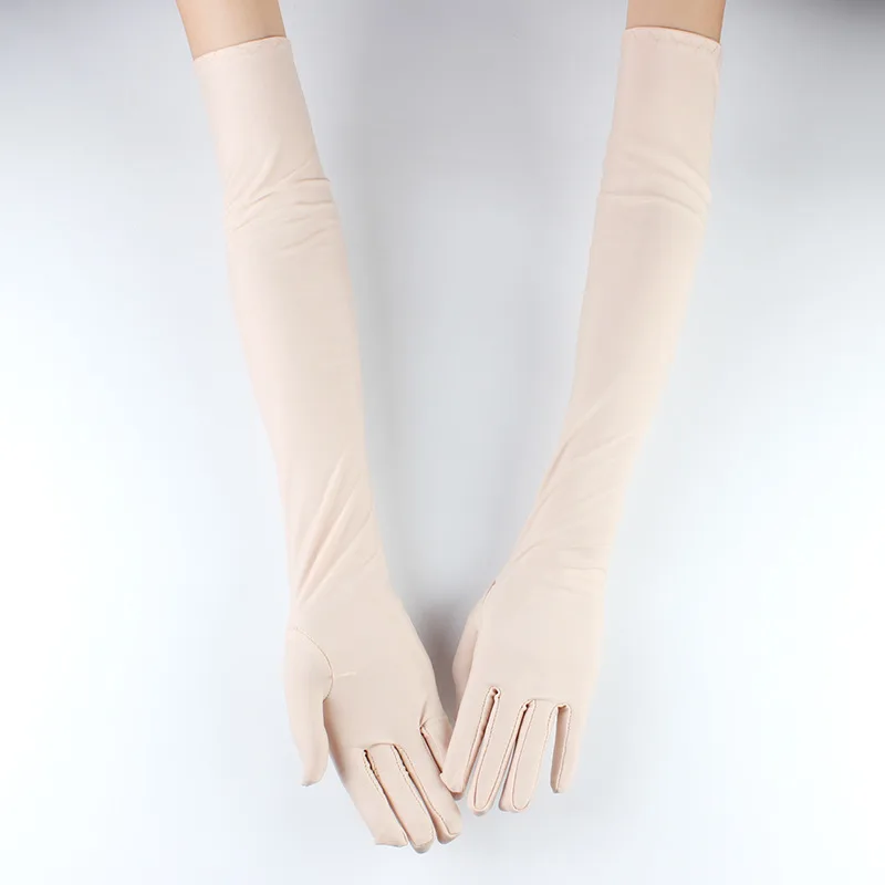 51CM Long Summer Women Thin Breathable Sun Protection Anti-UV Gloves Outdoor Drive Cycling Cover Scar Arm Sleeve Solid Soft