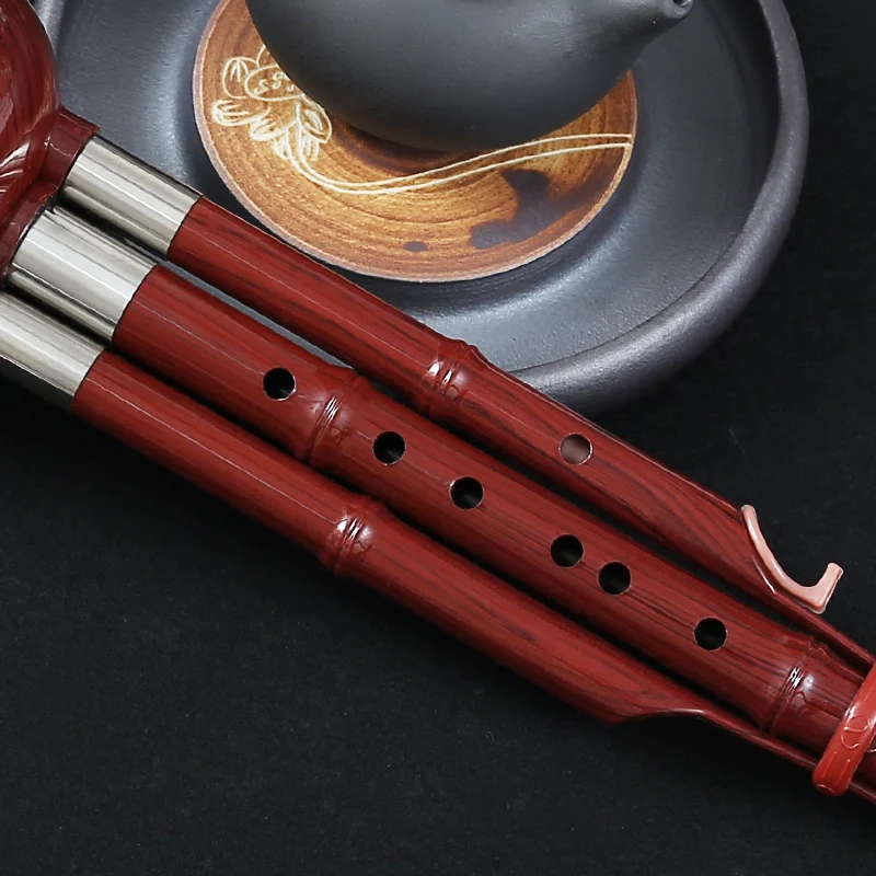 Cucurbit Flute Chinese Ethnic Musical Instrument Handmade Bamboo Hulusi C key with Case, for Music Beginners