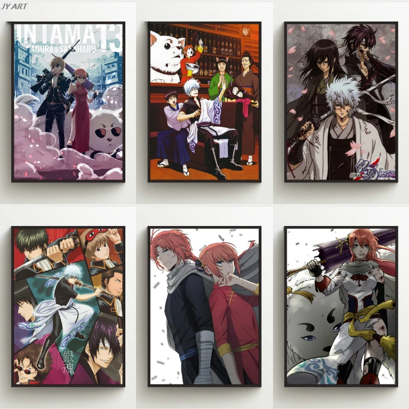 Gintama Silver Soul Sakata Gintoki Kagura Canvas Painting Picture for Girls Living Room Decor Anime Posters Wall Decor Wall Art