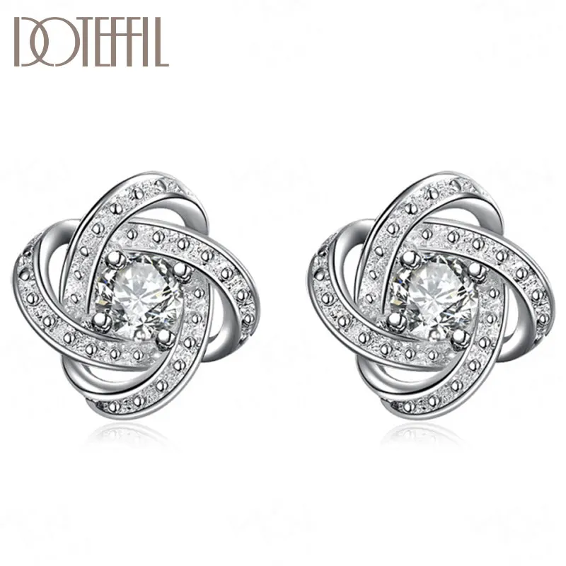 DOTEFFIL 925 Sterling Silber Hohe Qualität AAA Zirkon Charme Ohrringe Frauen Mode Schmuck Hochzeit Party Geschenk