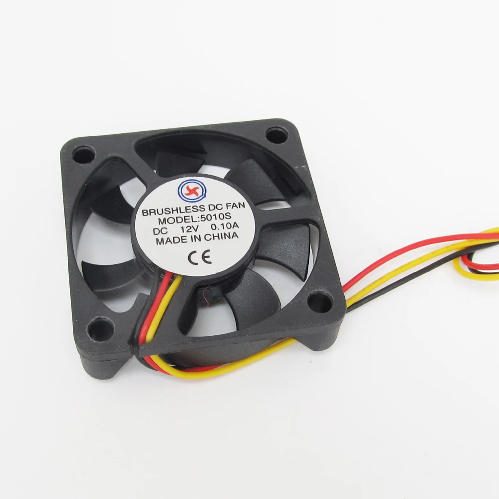 1pc Brushless DC Cooling Fan 50x50x10mm 5010S 7 blades 12V 0.10A 3pin Connector