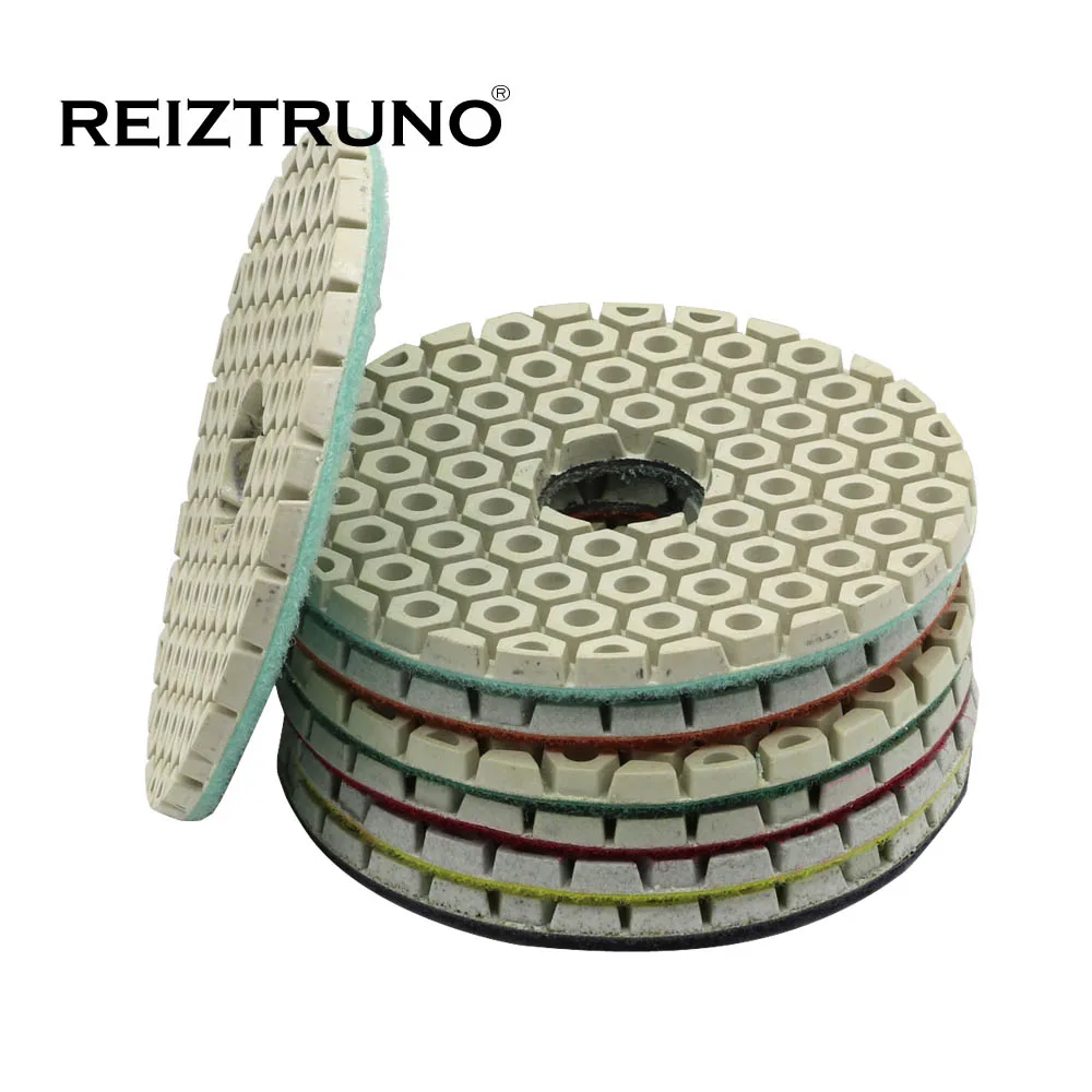 Reiztruno 4 inch Grinding wheel 100mm Flexible Polishing Pads for stone and concrete,Thickness 4 mm,wet or dry use,7pcs