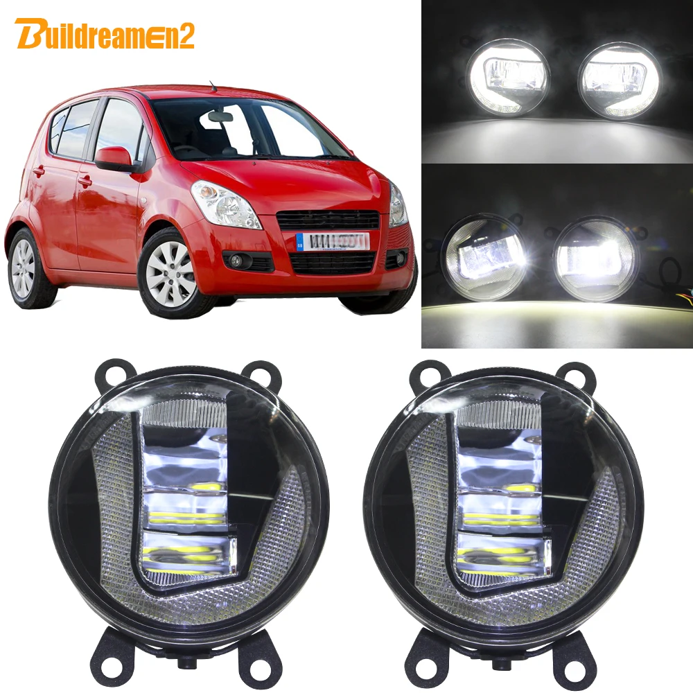 

Buildreamen2 For Suzuki Splash Hatchback 2008-2015 Car H11 LED Projector Fog Light + DRL Daytime Running Lamp White 90mm 12V