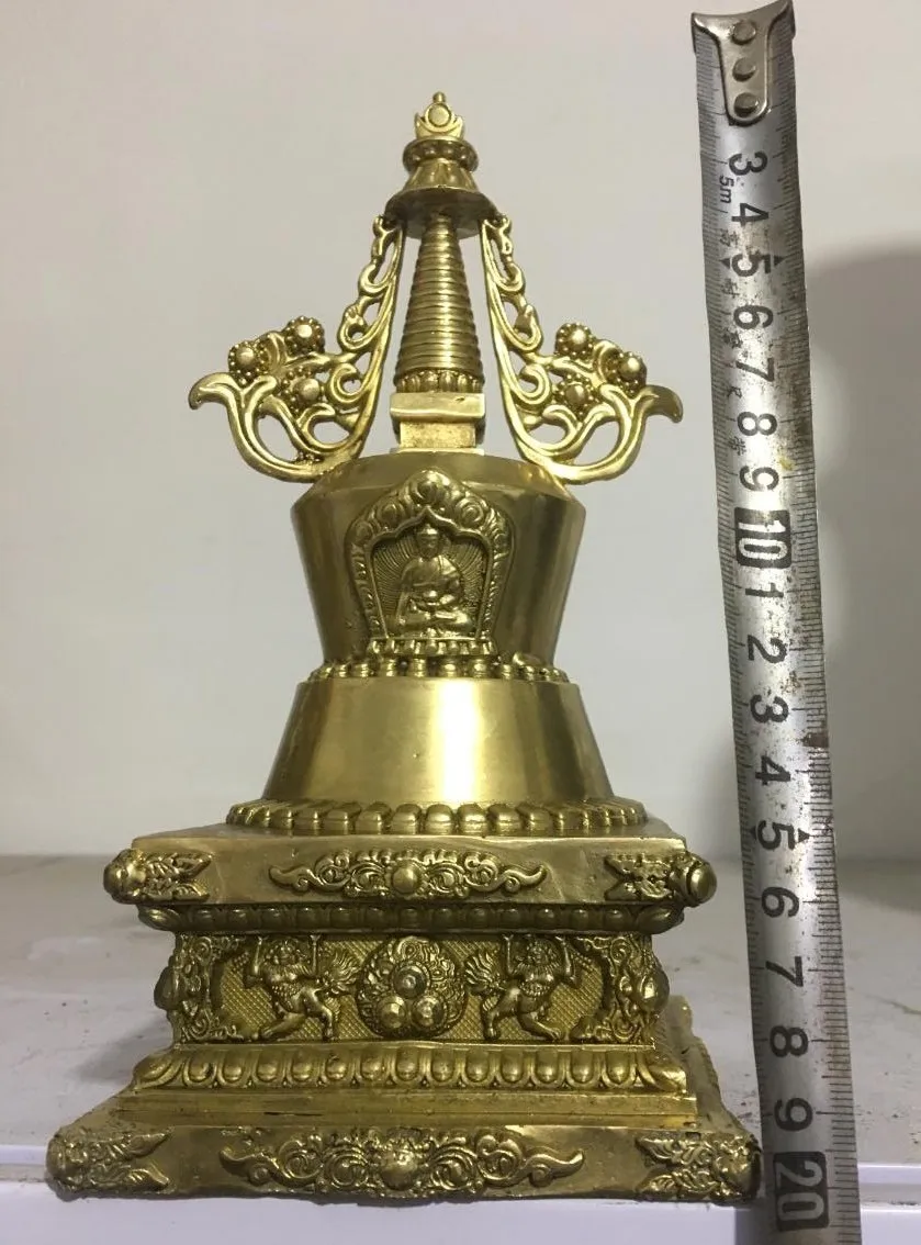 

Free Shipping 20CM Exquisite bronze statue of Buddhist pagoda