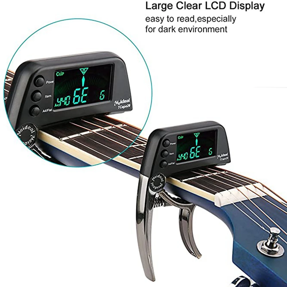 New Guitar Capo 2 in 1 Guitar Tuner for Bass Acoustic Electric Guitar Chromatic Professional Change Key Guitar Bass Accessories