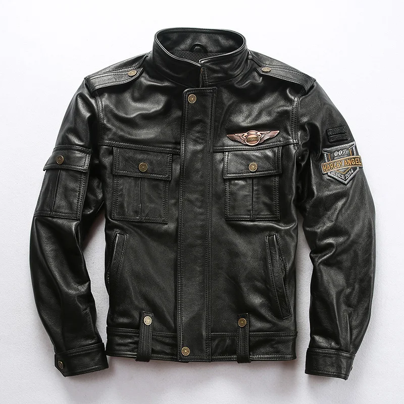 2021Genuine Leather Jacket Male Spring Autumn 007th Anniversary War Police Jacket High Quality Cowhide Leather Brand Coats