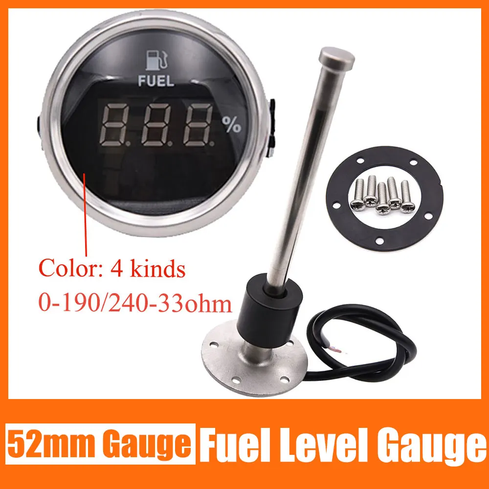 52mm Marine Boat Yacht Gauge Fuel Level Gauge NMEA2000 Converter Fuel Level Sensor for 0~190 ohm with Fuel Sending Unit