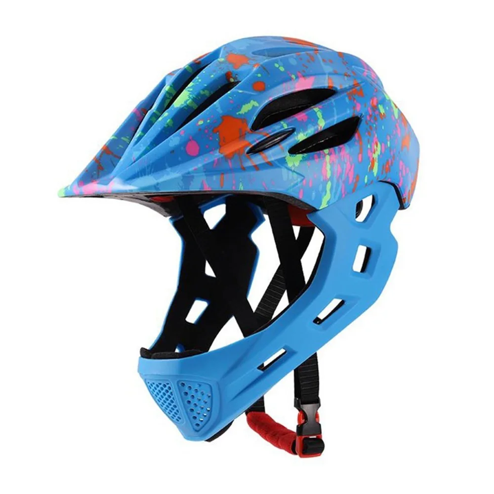 LED Kids Off-road Full Face MTB Bike Helmet Balance Sports Downhill Cycling Helmet Cascos Ciclismo Fit for 3-10 Years Kids