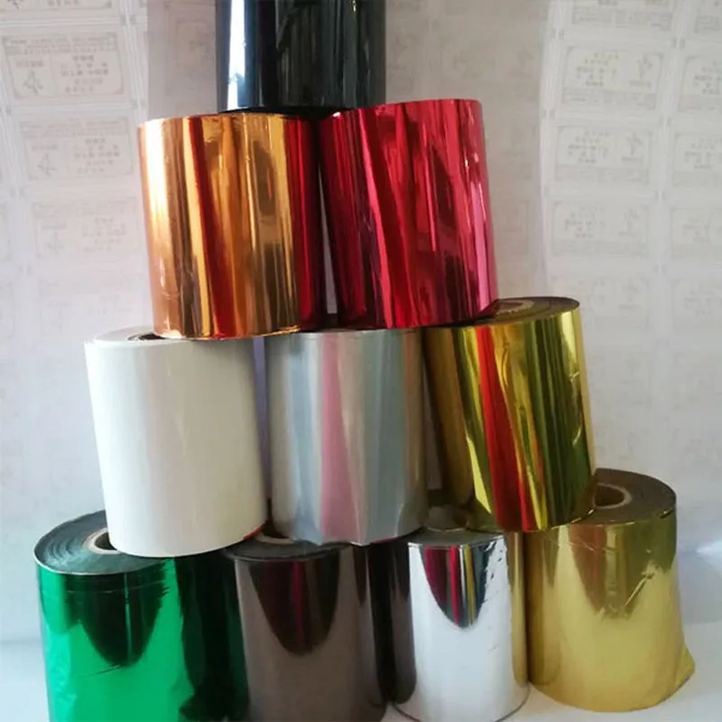 Papel dorado en caliente de 120M x 4CM, aluminio anodizado para tarjeta de PVC, máquina bronceadora de plástico de cuero PU, papel especial de lámina dorada y plateada