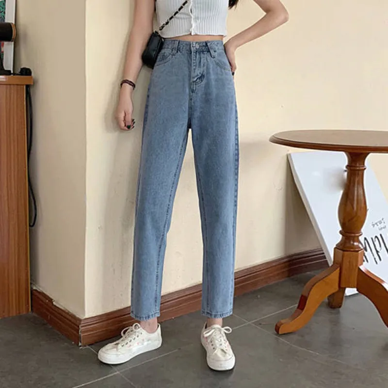 

Woman Jeans High Waist Clothes Wide Leg Denim Clothing Blue Streetwear Vintage Quality Nice Vogue Harajuku Straight Pants