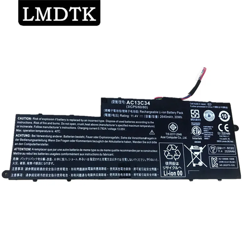 LMDTK New Laptop Battery For Acer Aspire V5-122P V5-132 E3-111 E3-112 ES1-111M MS237 KT.00303.005 AC13C34