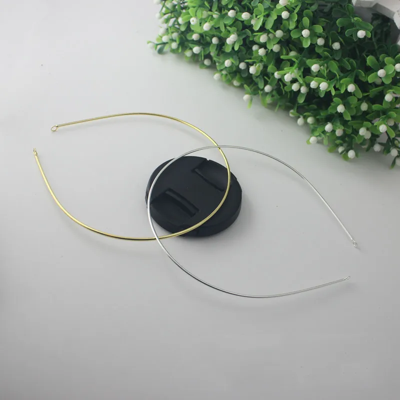 10pcs 1.5mm thick high quality electroplated headband Silver Gold color  Double Hoop Buckle Headband DIY Jewelry Accessories