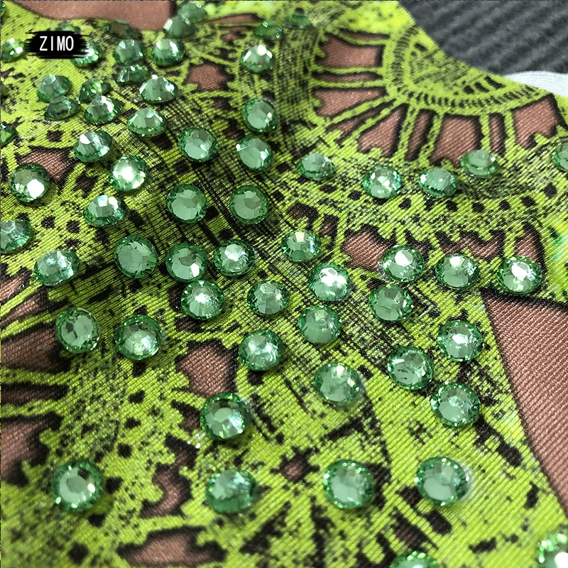 custom Fashion Tassel rhinestones Dress Green Fringe Evening Birthday party Celebrate club Stage Women DS Singer dance costumes