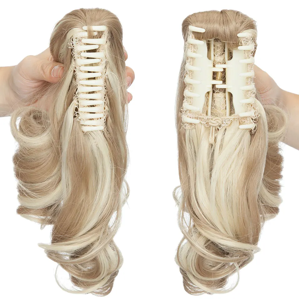 12Inch Clip In Paardenstaart Hair Extension Pruik Steil Kinky Curly Lange Synthetische Wrap Rond Nep Paardenstaart Blonde Afro haarstukje