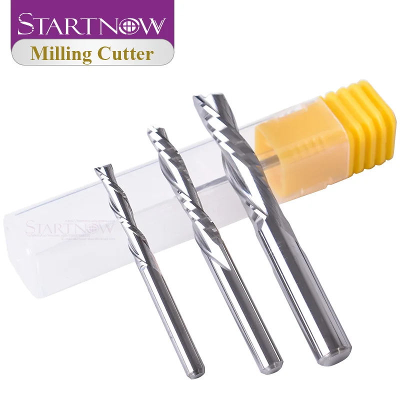 Startnow 5Pcs Mill Cutter Bit AAA Down Cut Two Flute Left Spiral Bits Carbide Tungsten CNC Router Bits End Milling Parts