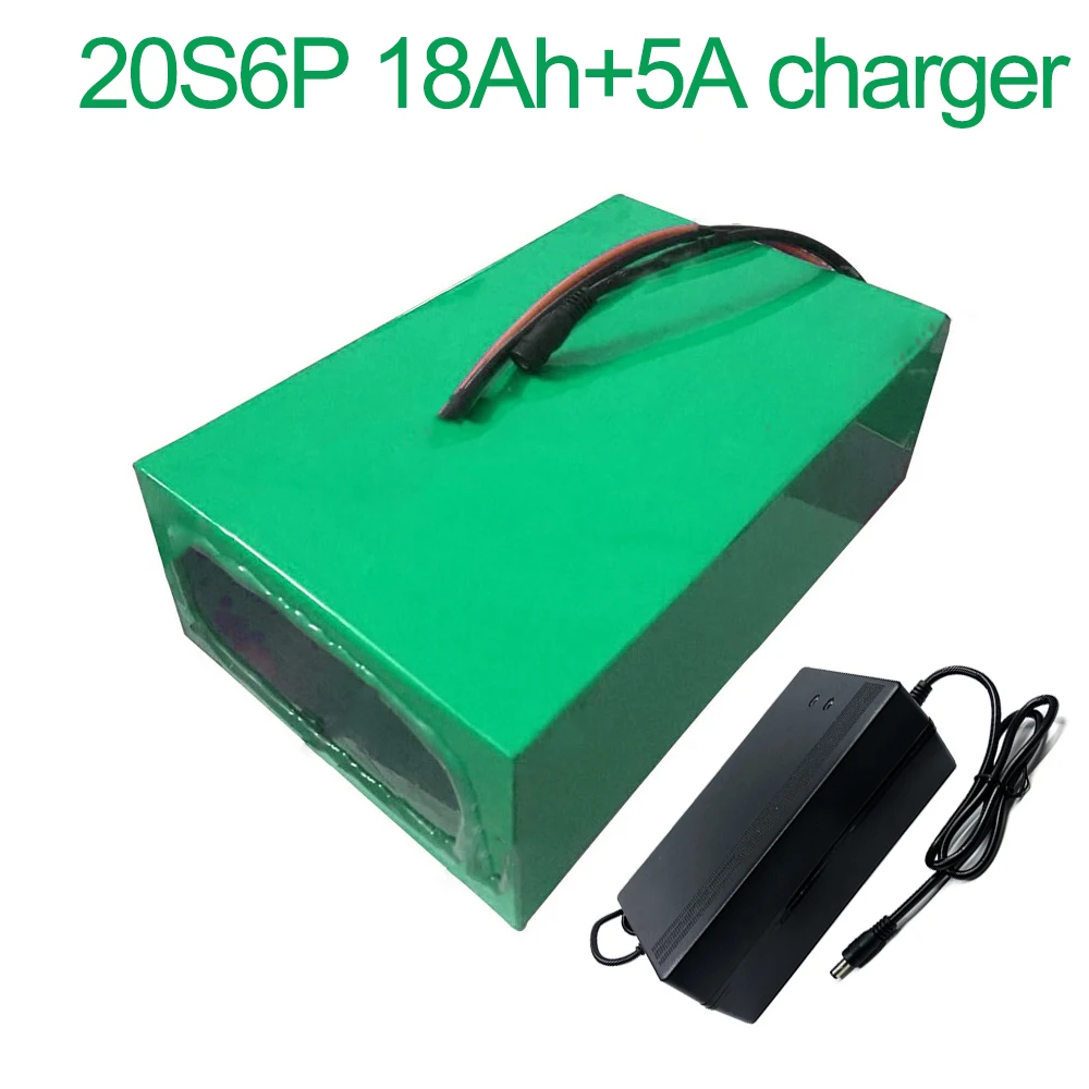 

With 5A charger 72V 18Ah 20S6P 18650 Li-ion Battery electric two Three wheeled motorcycle bicycle ebike 240*190*70mm