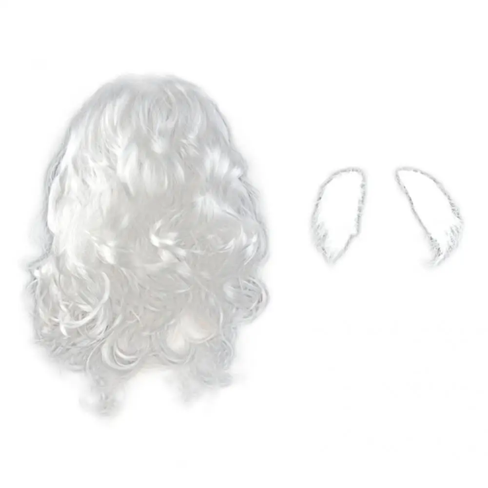 Festival Decor  Fashion Wizard Wig Santa White Costume Hair Decoration Santa Beard Set Breathable   for Party