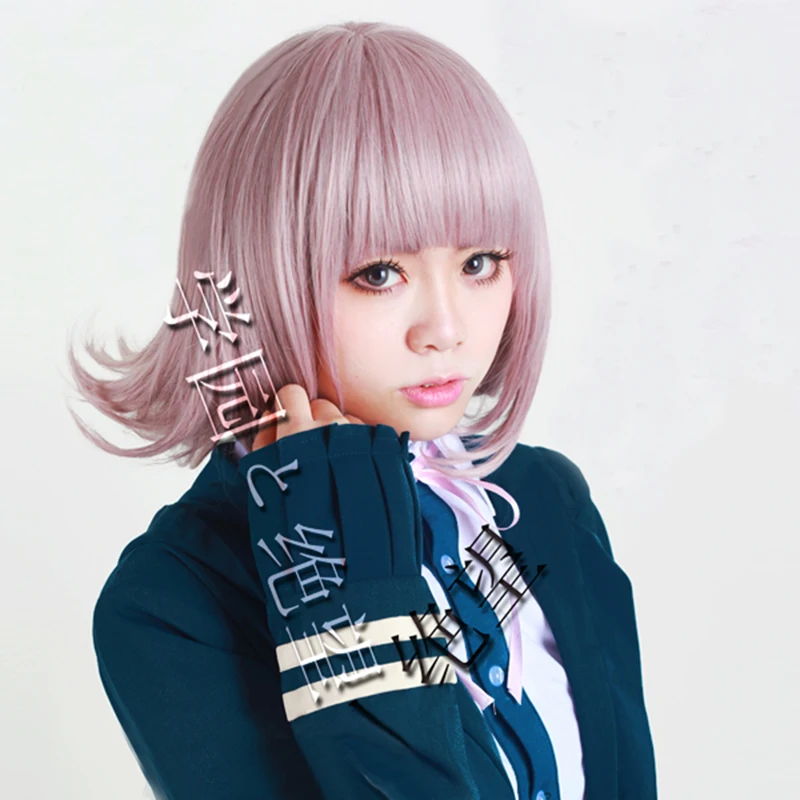 Anime DanganRonpa Cosplay Wig for Girl Women Dangan Ronpa Nanami ChiaKi Heat Resistant Hair Cosplay Costume Wig + Free Wig Cap