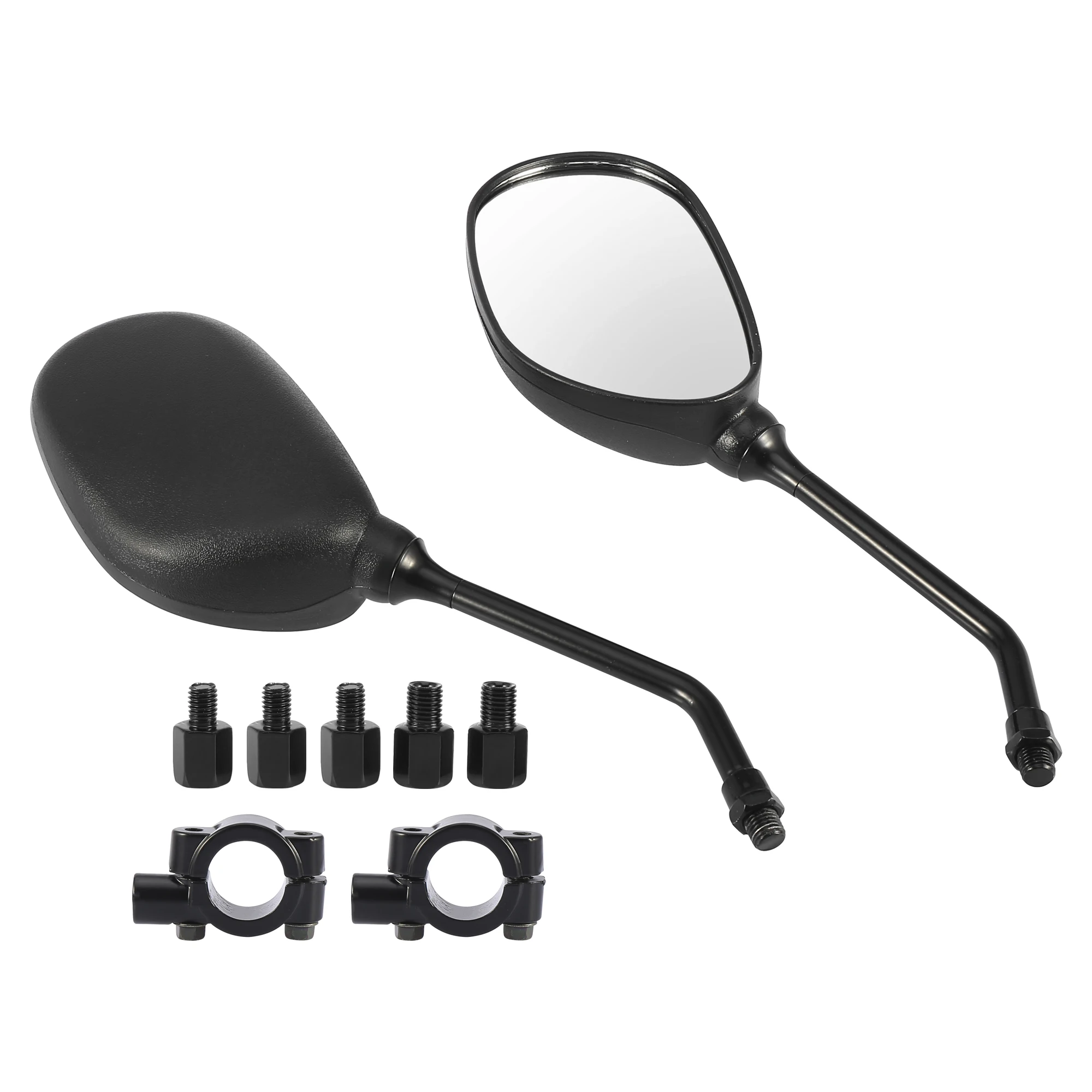 

X Autohaux 1 Set Universal 4.8" 5.7“ATV Motorcycle Rear View Side Oval Shape Mirrors Fits 7/8" Handlebar Mount Black