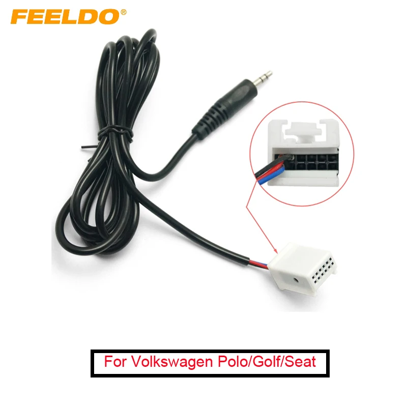 

FEELDO 1Pc Car Stereo Audio 3.5mm Male AUX Adapter Cable For Volkswagen Polo/Golf/Seat Ibiza OEM Radio RCD210/310 #FD-1673