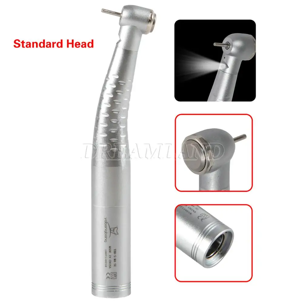 5Pcs Kavo Style Dental Fiber Optic LED Standard Head Handpiece Push Button Single Water Spray +5 Pcs 4Hole Quick Coupler