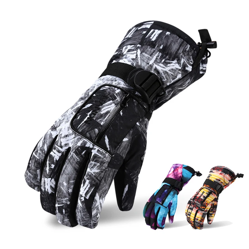 -30℃ Thicken Adult Teenager Kids Skiing Gloves Windproof Waterproof Winter Warm Ski Gloves Outdoor Sport Mittens 5 Colors